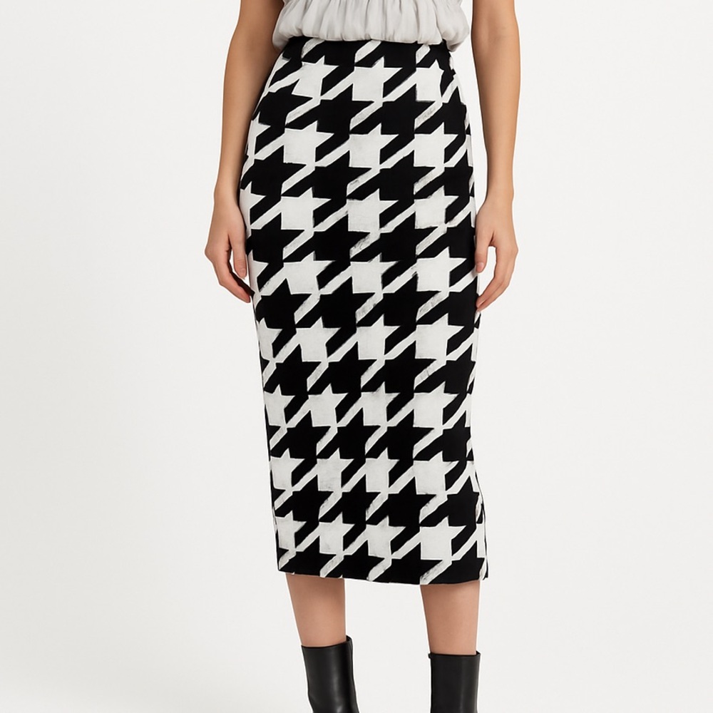 Black & White Houndstooth Knit Skirt Small - Picture 8 of 9